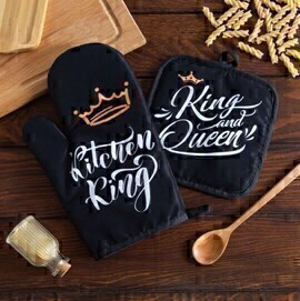 Набор кухонный 2 предмета (прихватка+рукавица) Доляна<5395309 King, прихватка 17*17+ рукавица 26*16>